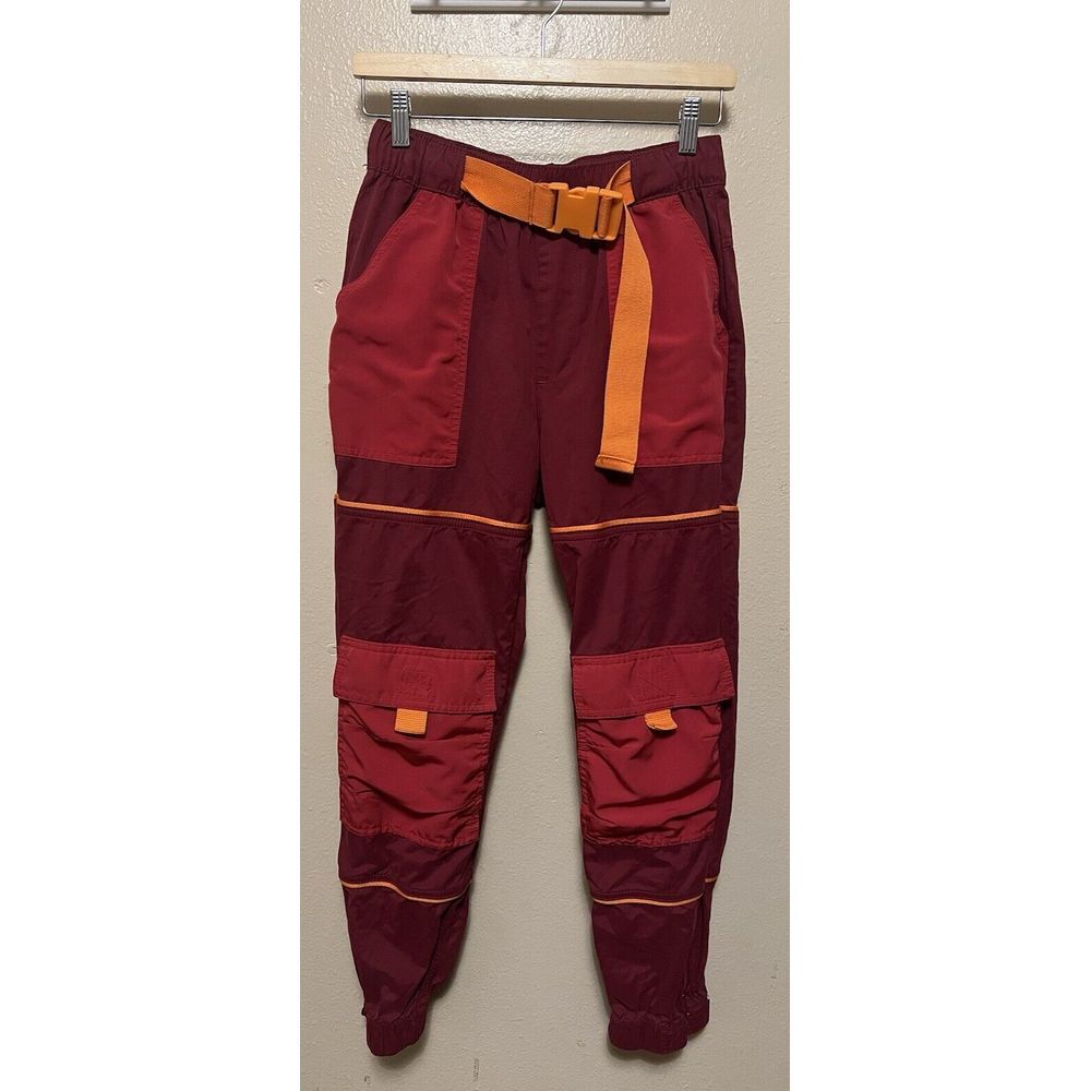 Urban Outfitters Red Orange Cargo Parachute Pants Joggers Utilitary Women's Sz S